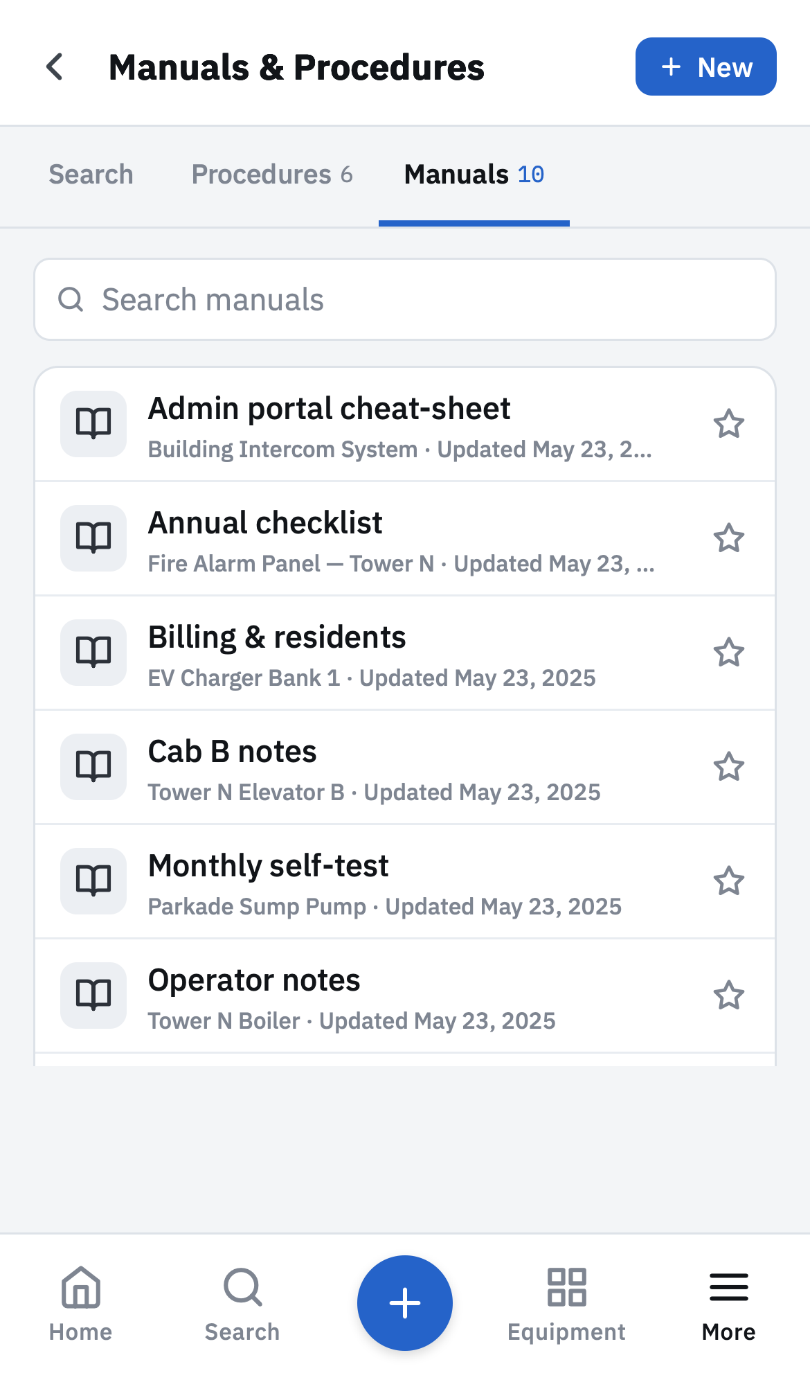 Manuals tab