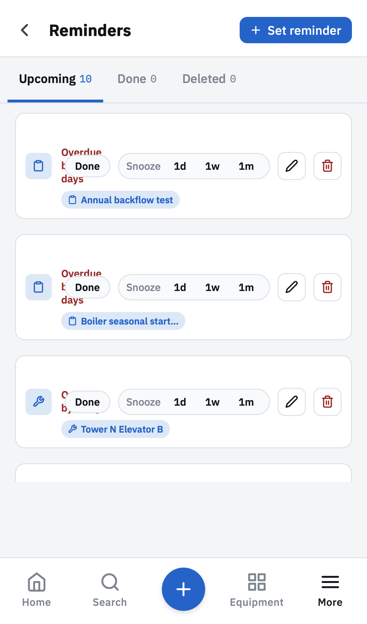 Reminders — Upcoming / Due / Overdue